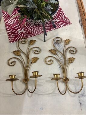 Vintage Homeco Brass plated wall sconces  2 piece set